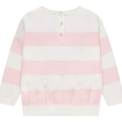 Pull en tricot rayé avec fleurs ajourées pour bébé fille