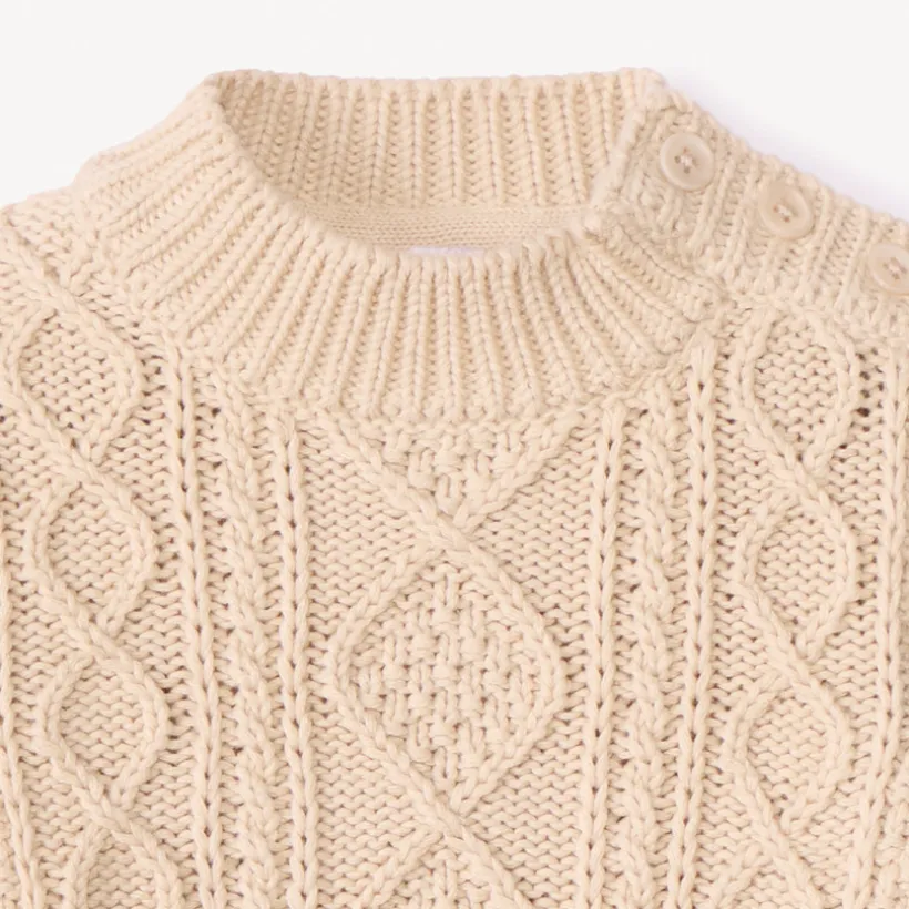 Pull en tricot torsadé et col montant pour bébé garçon