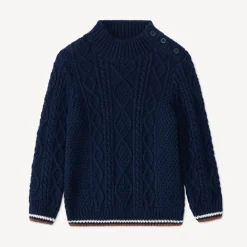 Pull en tricot torsadé et col montant pour bébé garçon