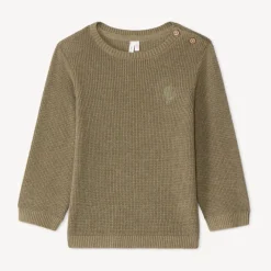 Pull en tricot uni brodé cactus pour bébé garçon
