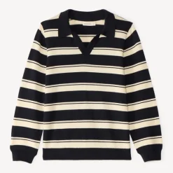 Pull garçon col polo style marinière