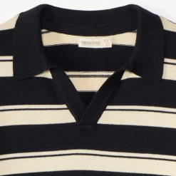 Pull garçon col polo style marinière