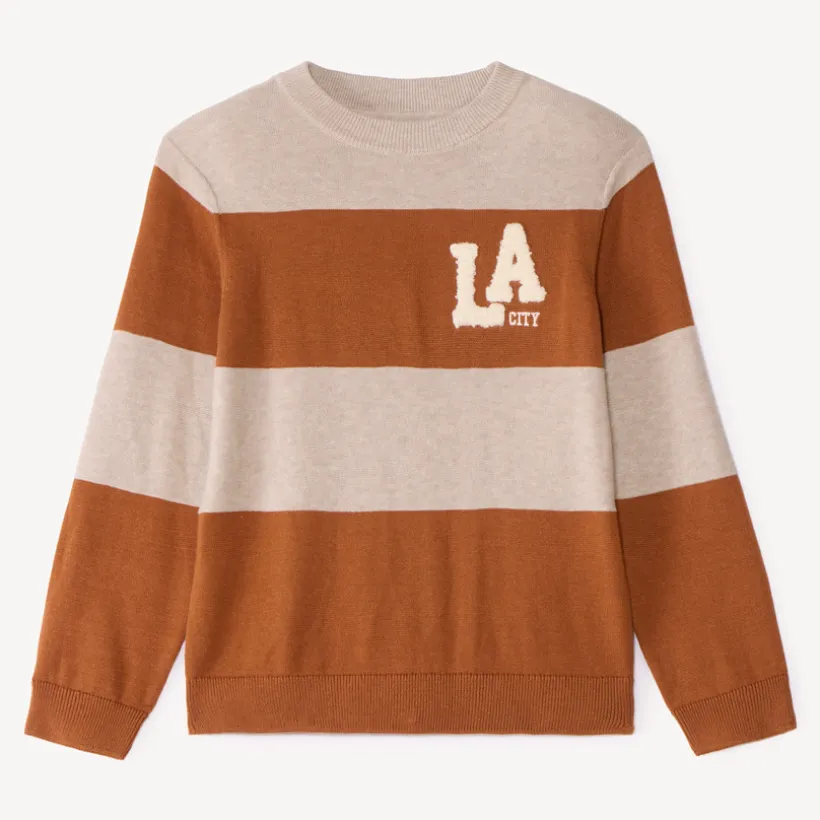 Pull garçon en tricot avec broderie bouclette