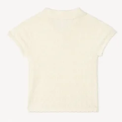 Pull manches courtes uni en tricot ajouré pour fille