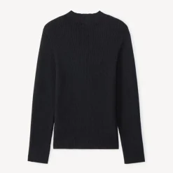Pull manches longues à col cheminé et boutons fantaisie pour fille