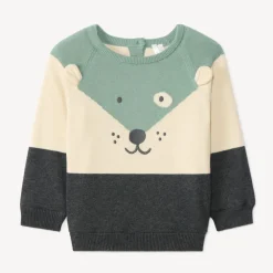 Pull manches longues en tricot ludique doublé en velours pour bébé garçon