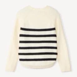 Pull manches longues en tricot marinière pour fille