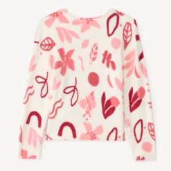 Pull manches longues en tricot digital print pour fille