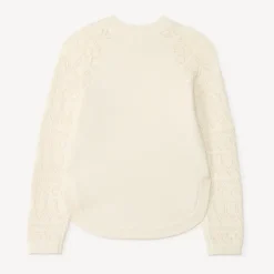 Pull manches longues en tricot jeu de point sur les manches pour fille