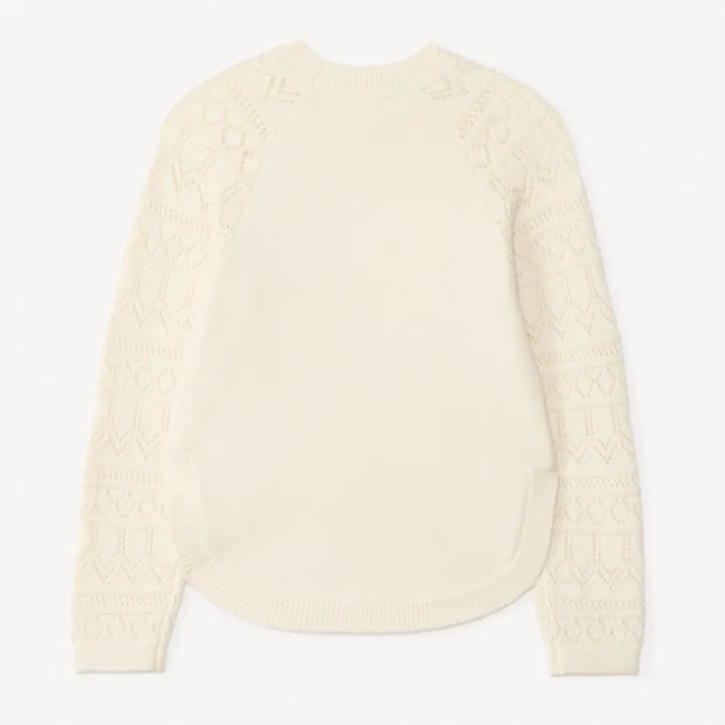 Pull manches longues en tricot jeu de point sur les manches pour fille