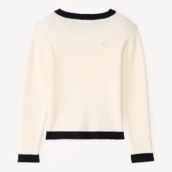 Pull manches longues en tricot côte à bords contrastants pour fille