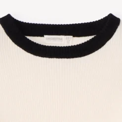Pull manches longues en tricot côte à bords contrastants pour fille