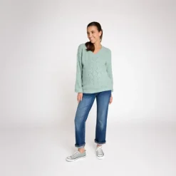 Pull manches longues en tricot jeu de point pour femme