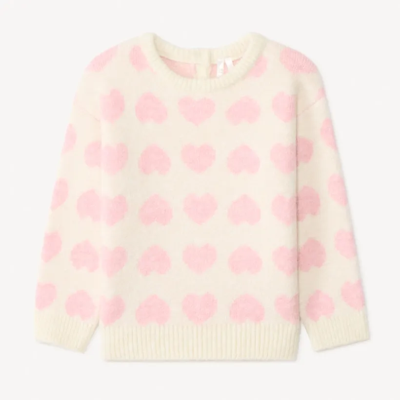 Pull à manches longues imprimé cœurs pour bébé fille