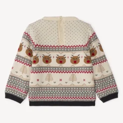 Pull manches longues imprimé Noël en jacquard pour bébé garçon