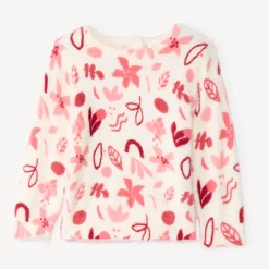 Pull manches longues pelucheux imprimé arty pour bébé fille