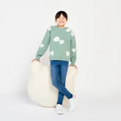 Pull manches longues semi-oversize motif nœud pour fille