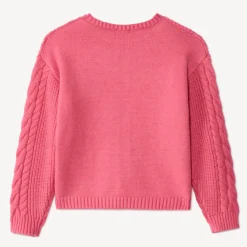 Pull oversize en tricot torsadé uni pour fille