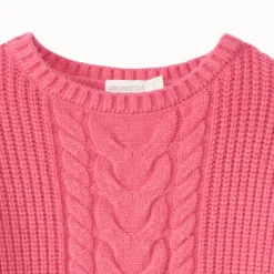 Pull oversize en tricot torsadé uni pour fille