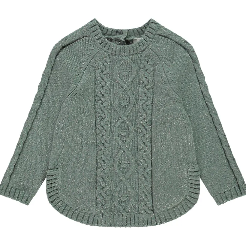 Pull poncho en tricot uni pour bébé fille