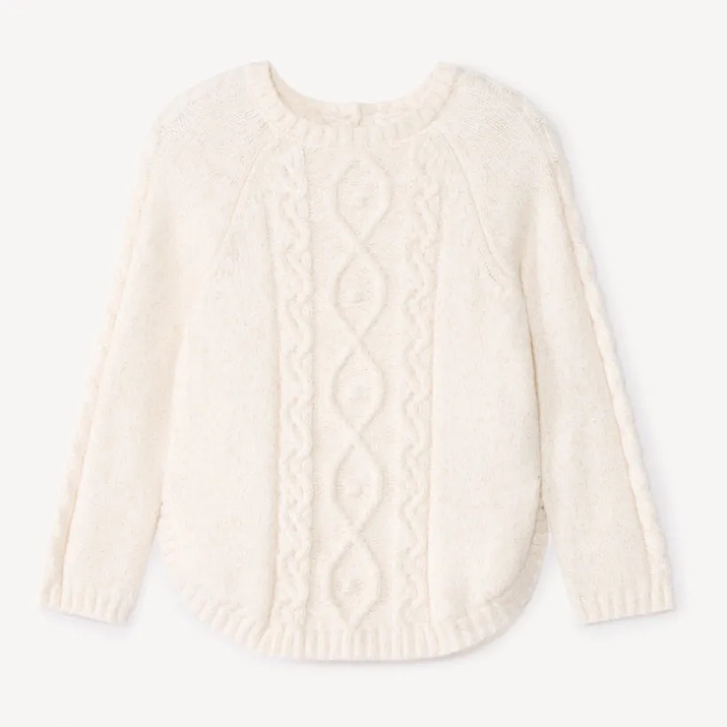 Pull poncho en tricot uni pour bébé fille