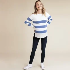 Pull rayé en maille coupé-cousu pour femme