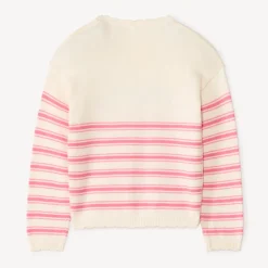 Pull à rayures en tricot motifs fantaisie pour fille