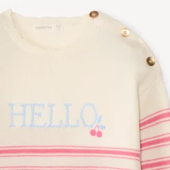 Pull à rayures en tricot motifs fantaisie pour fille