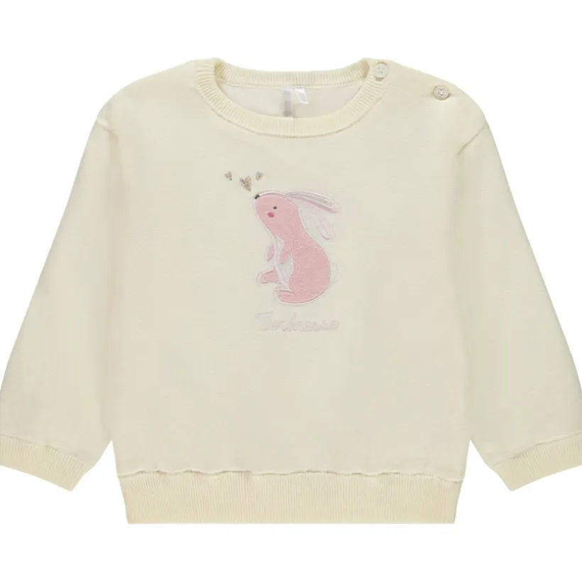 Pull tricot doublé en velours avec patch brodé fantaisie pour bébé fille
