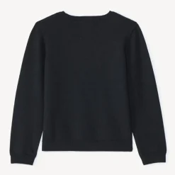 Pull tricot noir avec strass en forme de nœuds pour fille