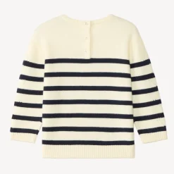 Pull tricot point fantaisie style marinière pour bébé fille