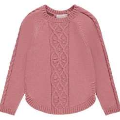 Pull uni en tricot torsadé scintillant pour fille