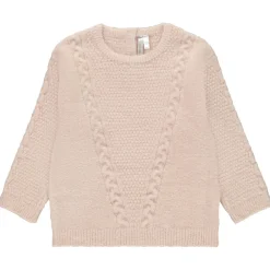 Pull uni rose en tricot multipoint pour bébé fille