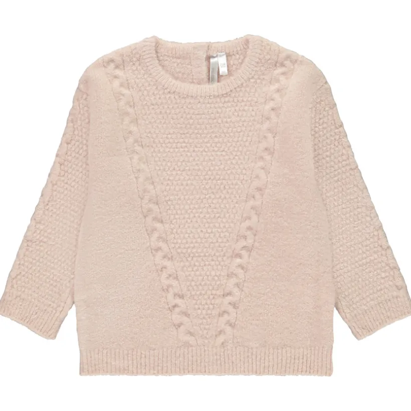 Pull uni rose en tricot multipoint pour bébé fille