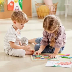 Puzzle dinosaures 24 pièces 2 en 1 avec coloriage