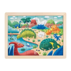 Puzzle dinosaures 24 pièces 2 en 1 avec coloriage