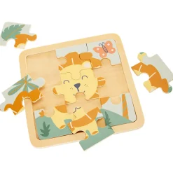 Puzzle 9 pièces en bois Lion