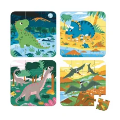 4 puzzles évolutifs dinosaures 6 à 16 pcs