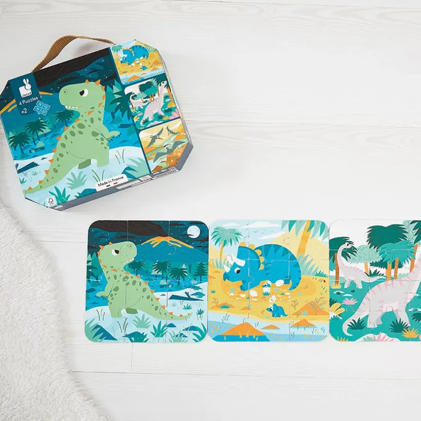 4 puzzles évolutifs dinosaures 6 à 16 pcs