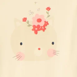Pyjama léger 2 pièces chat pour bébé fille avec finitions différentes selon l'âge