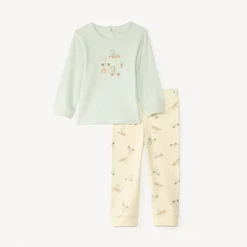 Pyjama 2 pièces en interlock t-shirt manches longues + pantalon pour bébé garçon (finitions différentes selon l'âge)