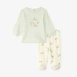 Pyjama 2 pièces en interlock t-shirt manches longues + pantalon pour bébé garçon (finitions différentes selon l'âge)