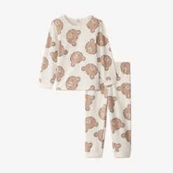 Pyjama 2 pièces imprimé oursons pour bébé avec finitions différentes selon l'âge