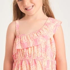 Robe asymétrique à motif fantaisie pour fille