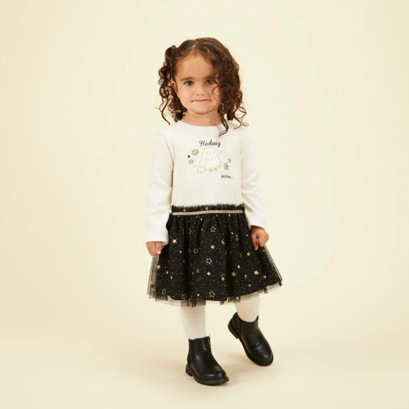 Robe bi-matière avec patch Harry Potter Warner pour bébé fille