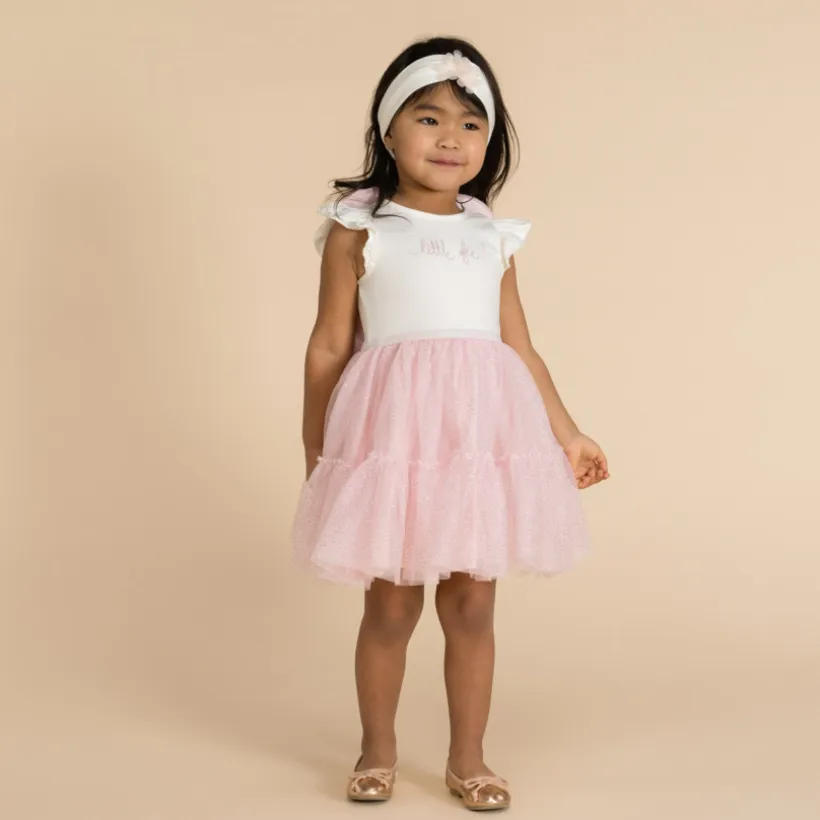 Robe bi-matière effet 2 en 1 avec ailes de papillon pour bébé fille