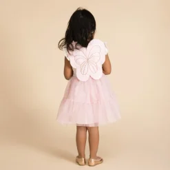 Robe bi-matière effet 2 en 1 avec ailes de papillon pour bébé fille