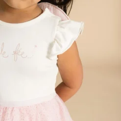Robe bi-matière effet 2 en 1 avec ailes de papillon pour bébé fille