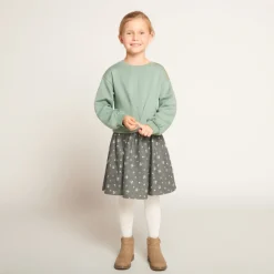 Robe bi-matière effet 2 en 1 fantaisie pour fille