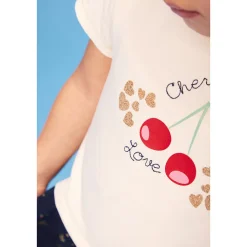 Robe bi-matière effet 2 en 1 motif cerises pour bébé fille